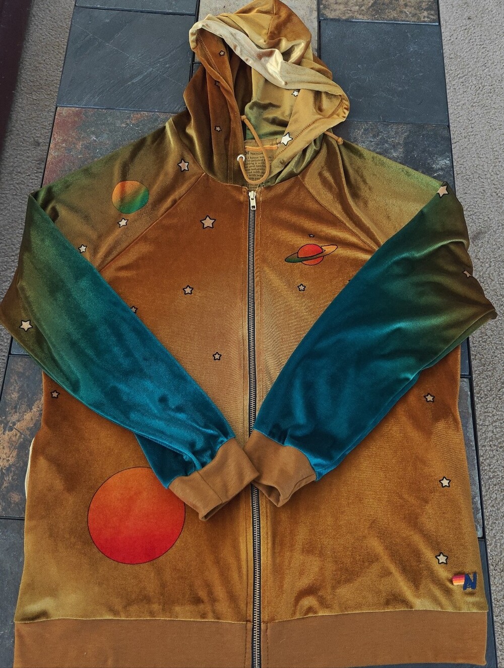 Aviator Nation velvet celestial hoodie oversized L - Picture 9 of 11